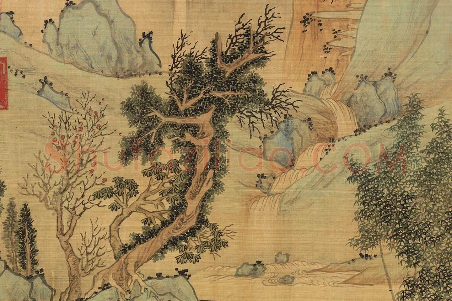 文徵明青绿山水《仿赵伯骕后赤壁图》局部 (16)