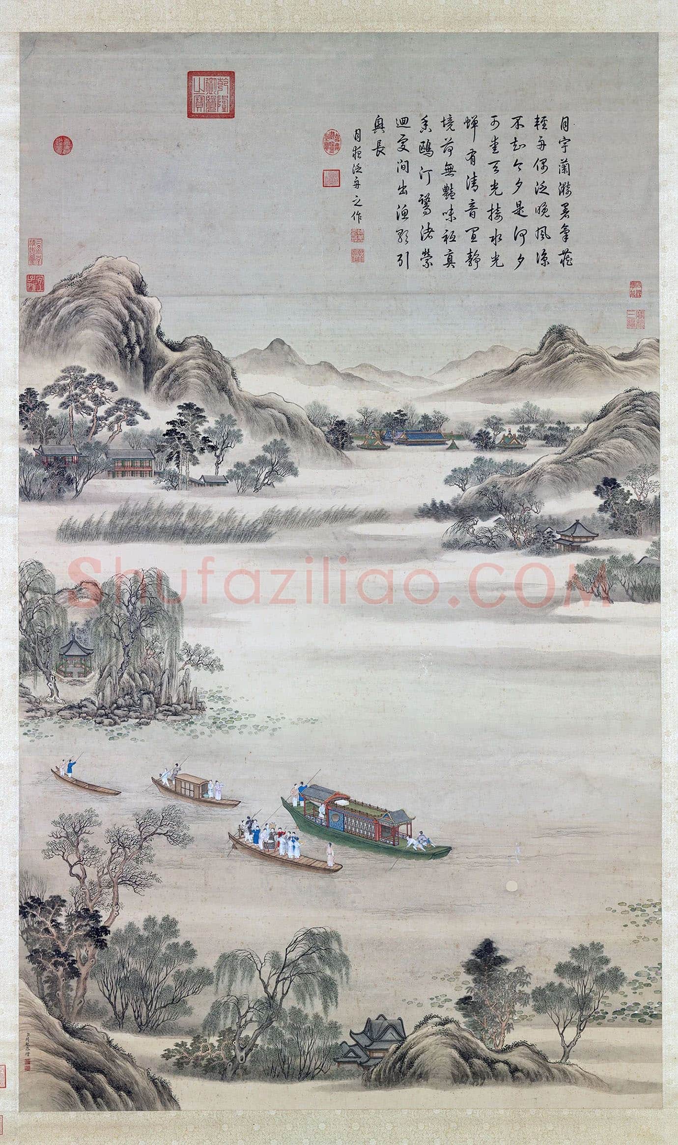 清·周鲲山水画《周鲲绘林钟盛夏》轴