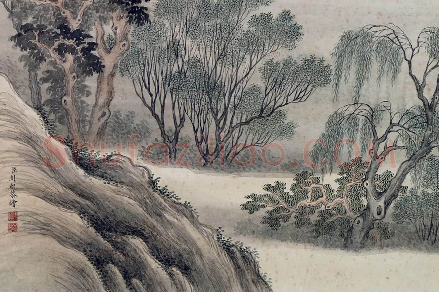 周鲲山水画《周鲲绘林钟盛夏》局部 (6)