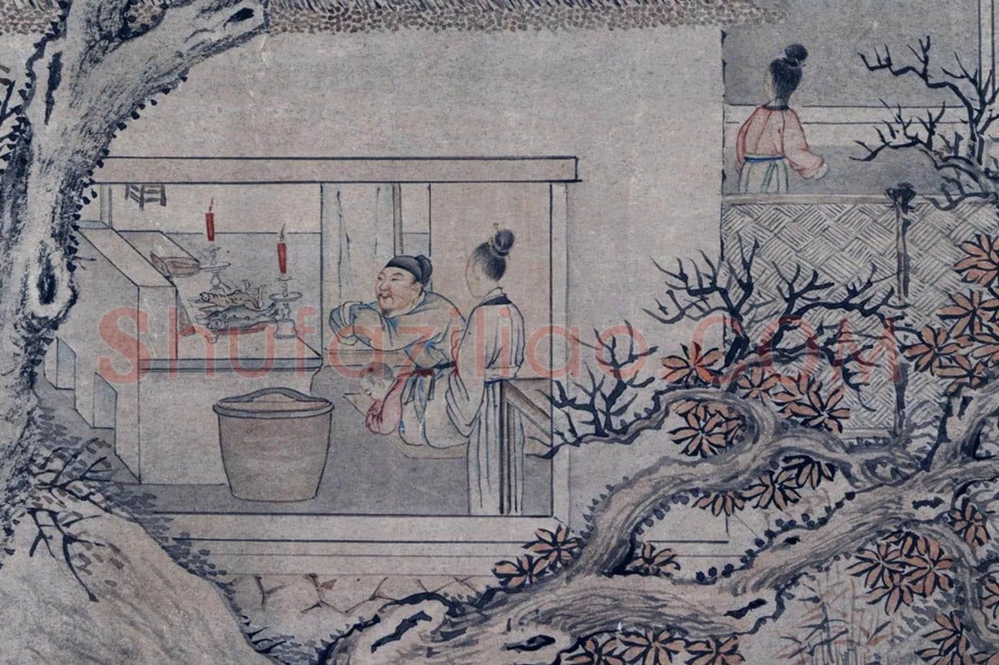 周鲲山水画《高宗御书范成大祭灶词》局部 (2)