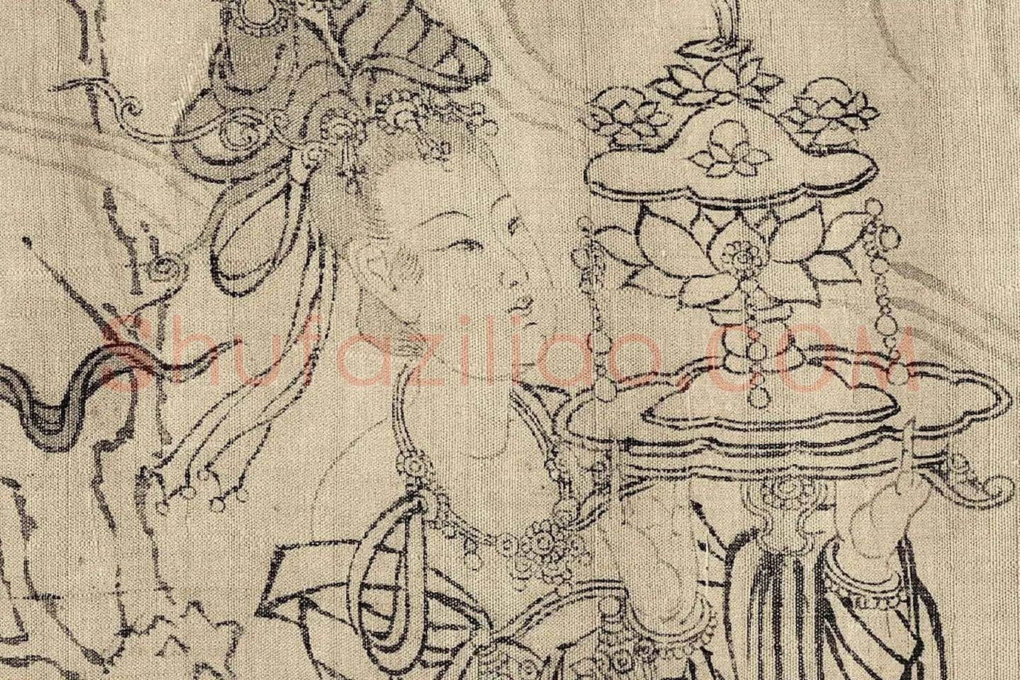 武宗元白描长卷《朝元仙仗图》高清大图局部 (3)