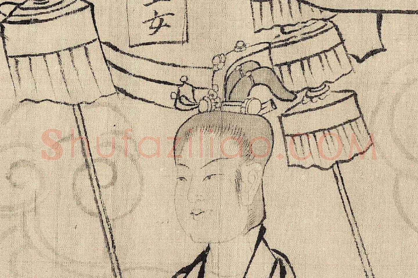武宗元白描长卷《朝元仙仗图》高清大图局部 (8)