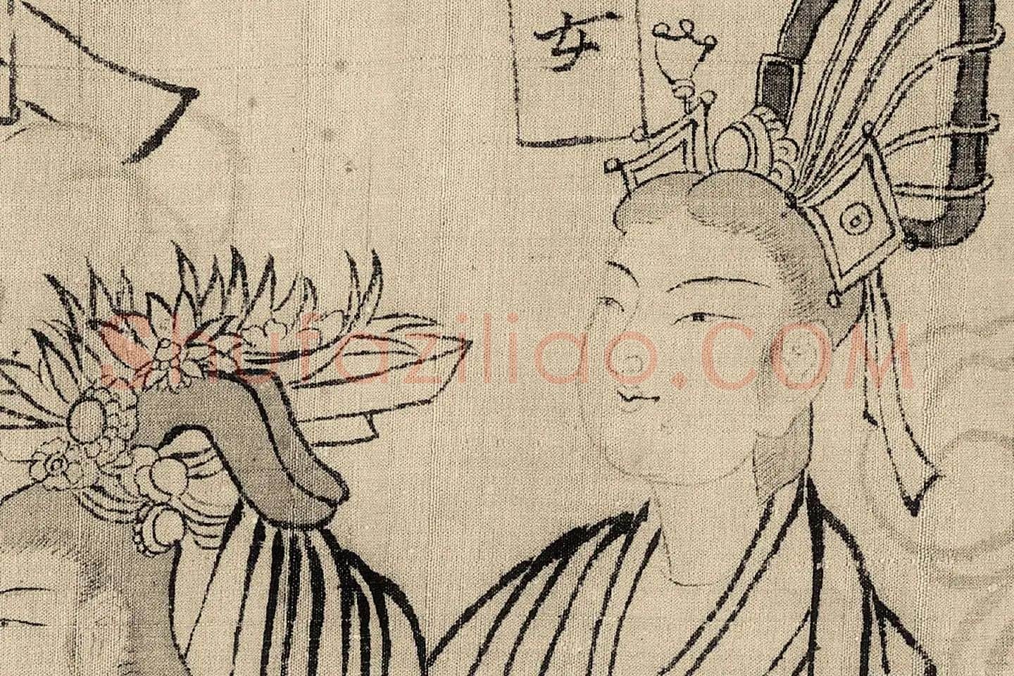 武宗元白描长卷《朝元仙仗图》高清大图局部 (9)