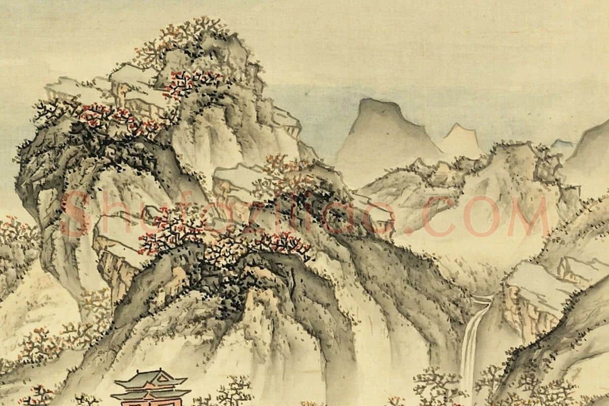 张雨森《仿谢时臣山水》局部 (3)