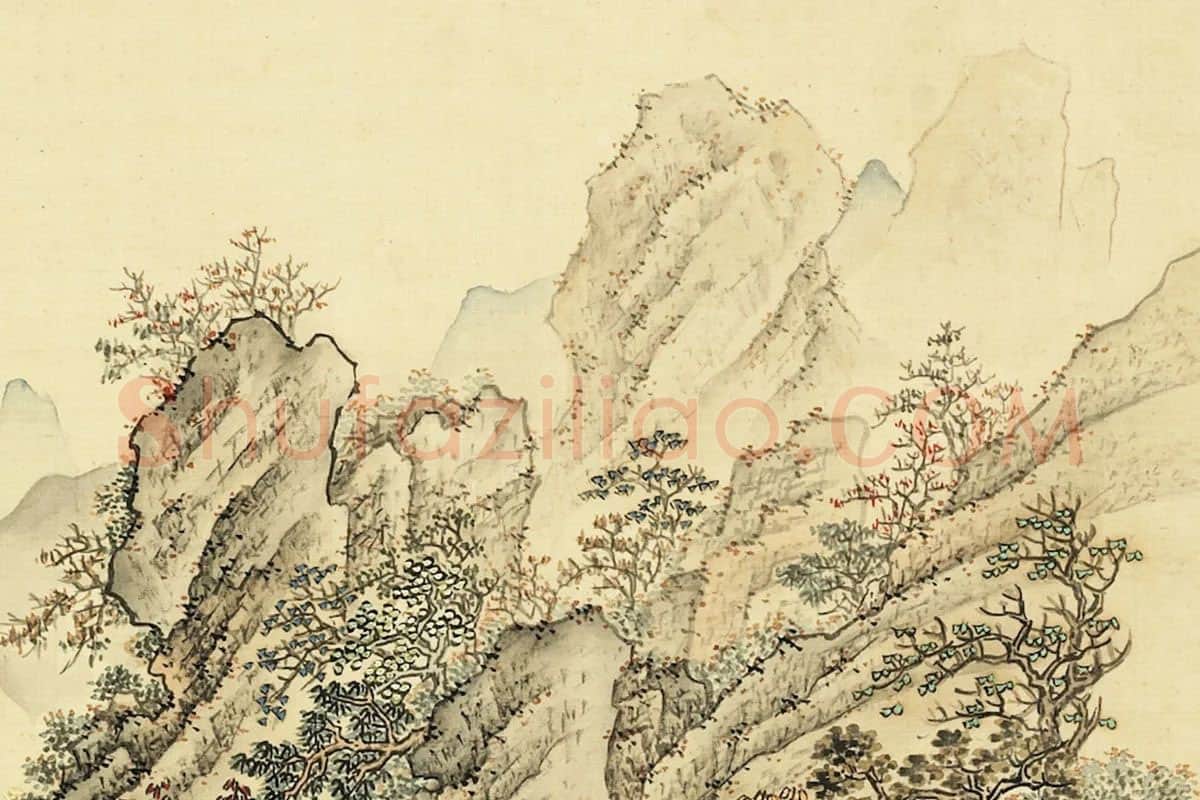 清·张雨森《仿许道宁秋景山水》局部 (3)