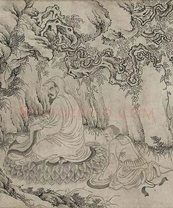 仇英白描人物《摹李公麟白描罗汉卷》_07