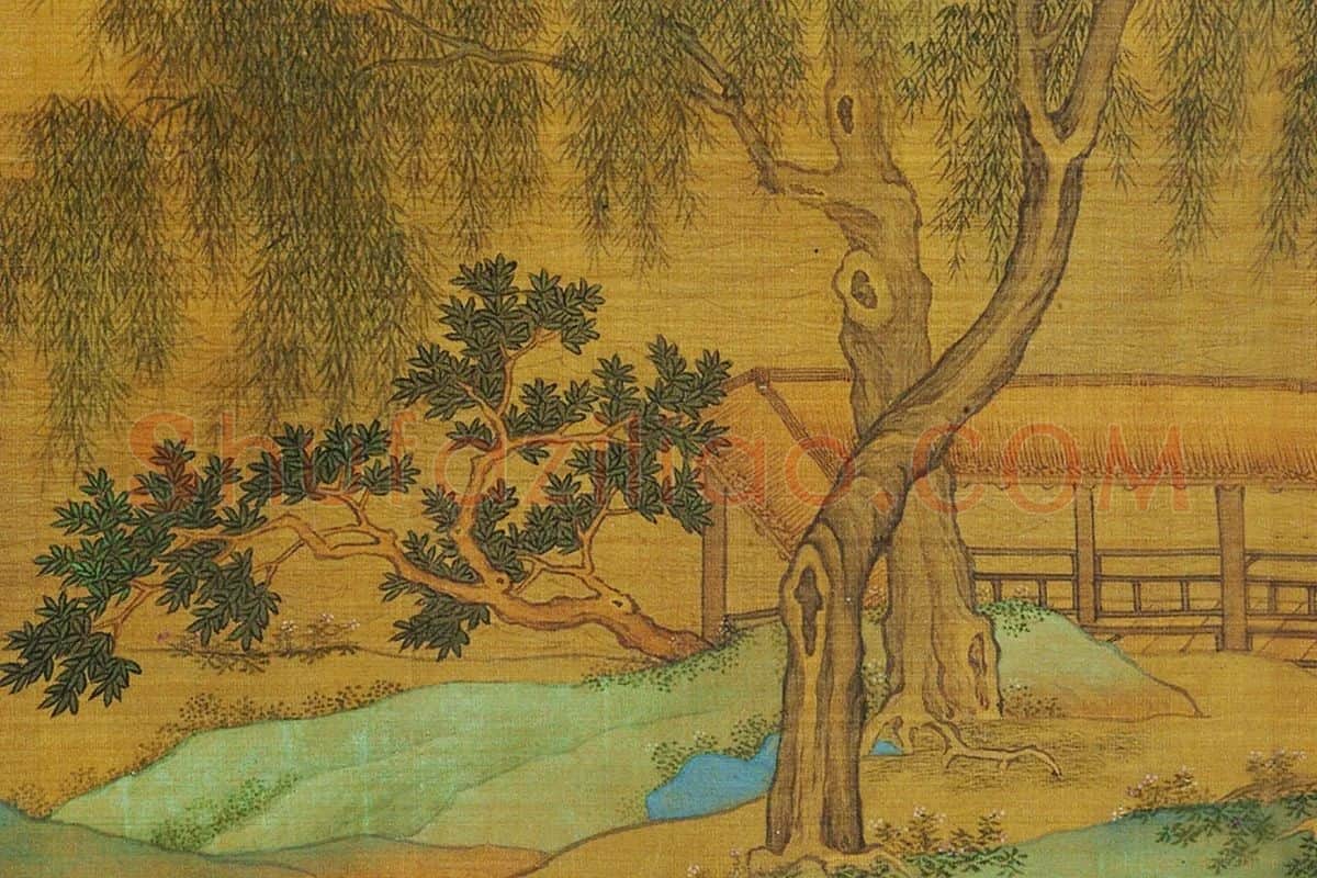 仇英青绿山水《长夏江村图》局部 (2)