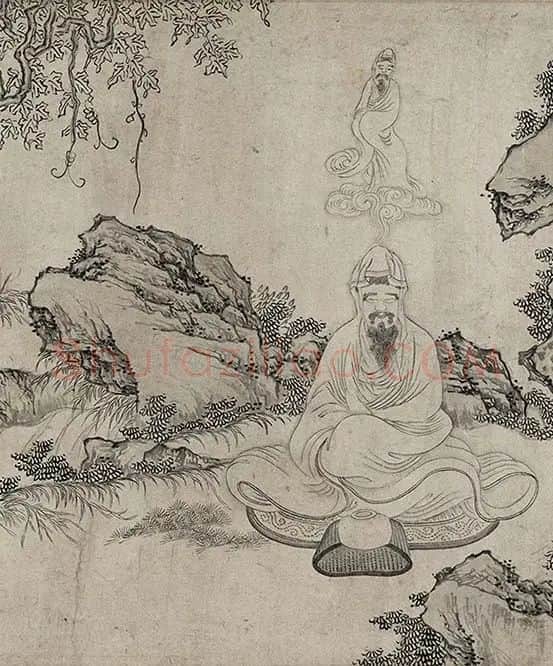 仇英白描人物《摹李公麟白描罗汉卷》_09