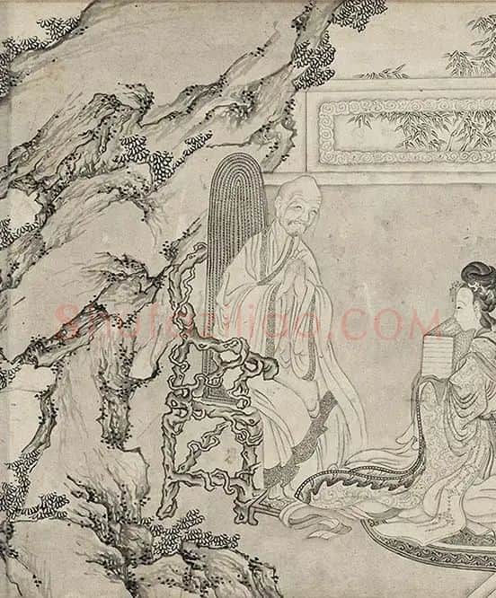 仇英白描人物《摹李公麟白描罗汉卷》_10