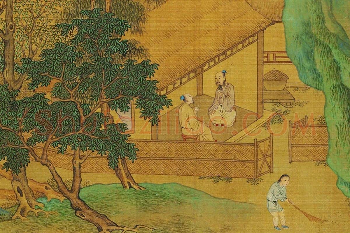 仇英青绿山水《长夏江村图》局部 (6)
