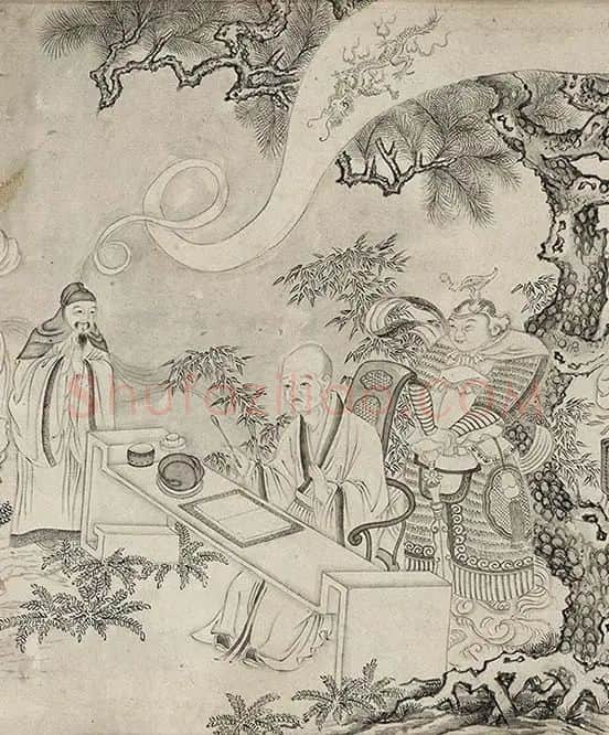 仇英白描人物《摹李公麟白描罗汉卷》_15