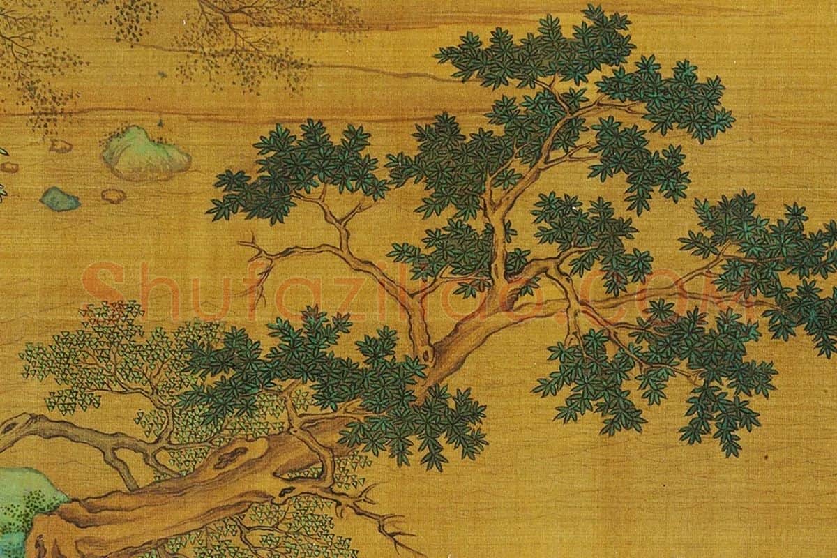 仇英青绿山水《长夏江村图》局部 (8)