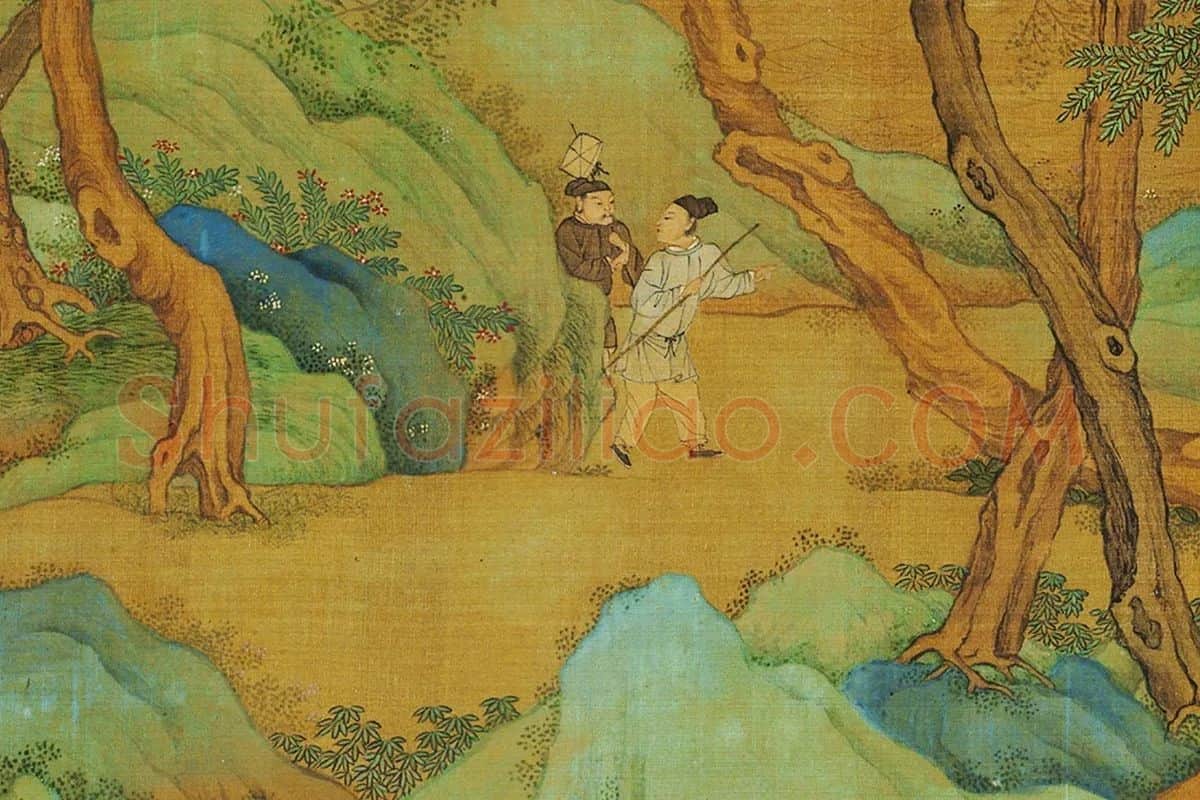 仇英青绿山水《长夏江村图》局部 (9)