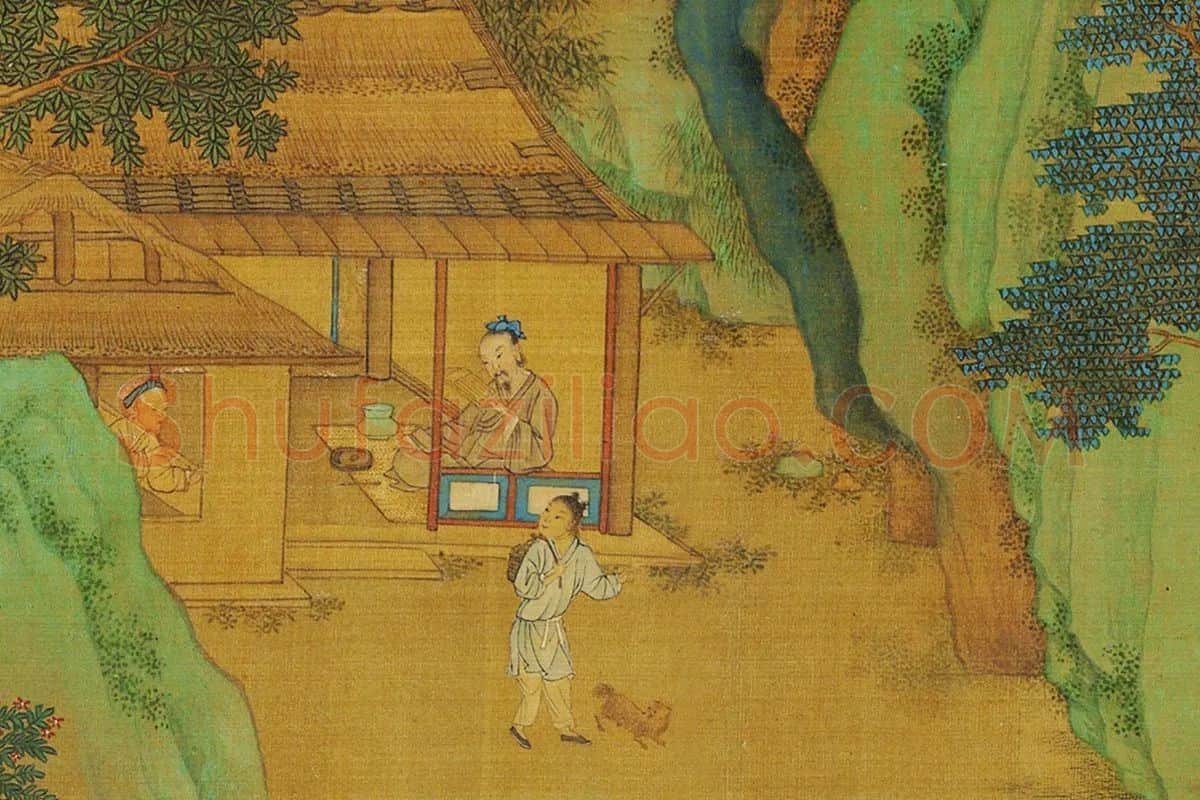仇英青绿山水《长夏江村图》局部 (10)