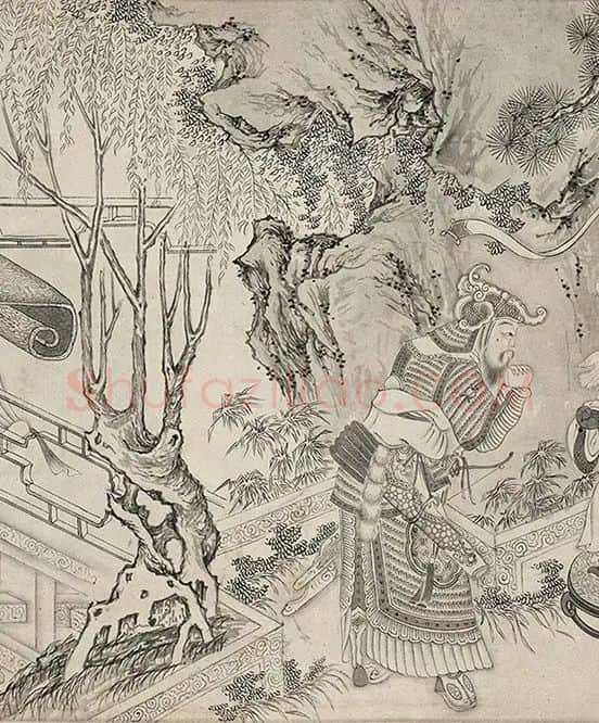 仇英白描人物《摹李公麟白描罗汉卷》_23