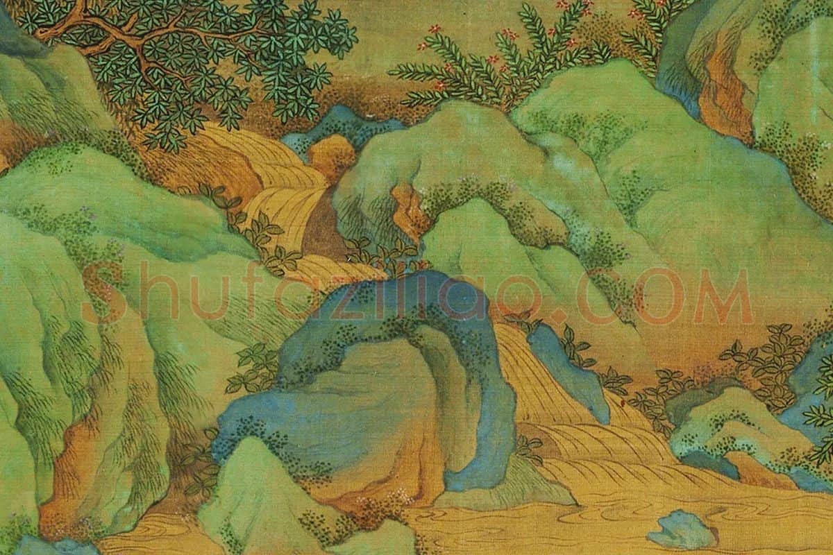 仇英青绿山水《长夏江村图》局部 (13)