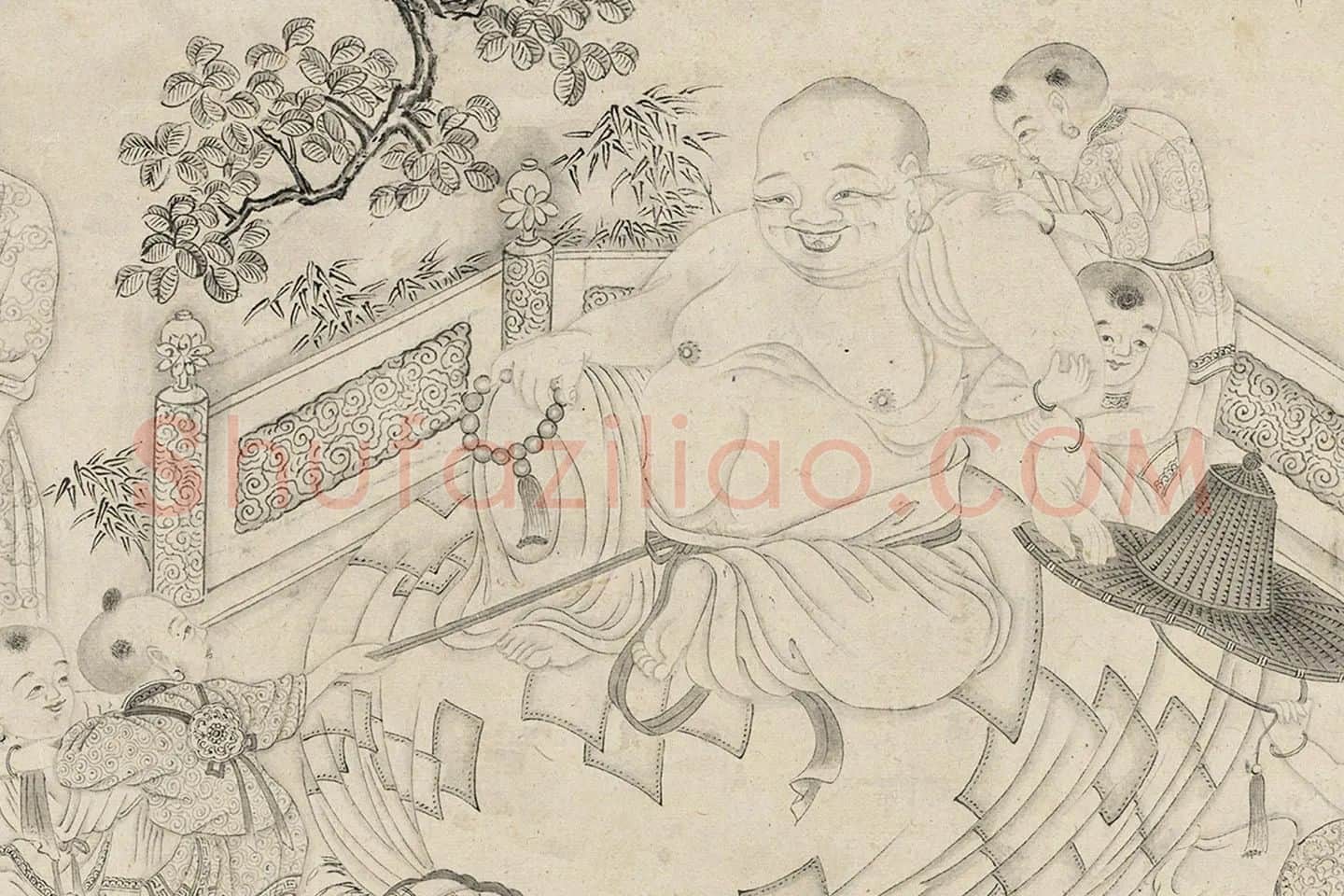 仇英白描佛道人物《摹李公麟白描罗汉》局部 (2)