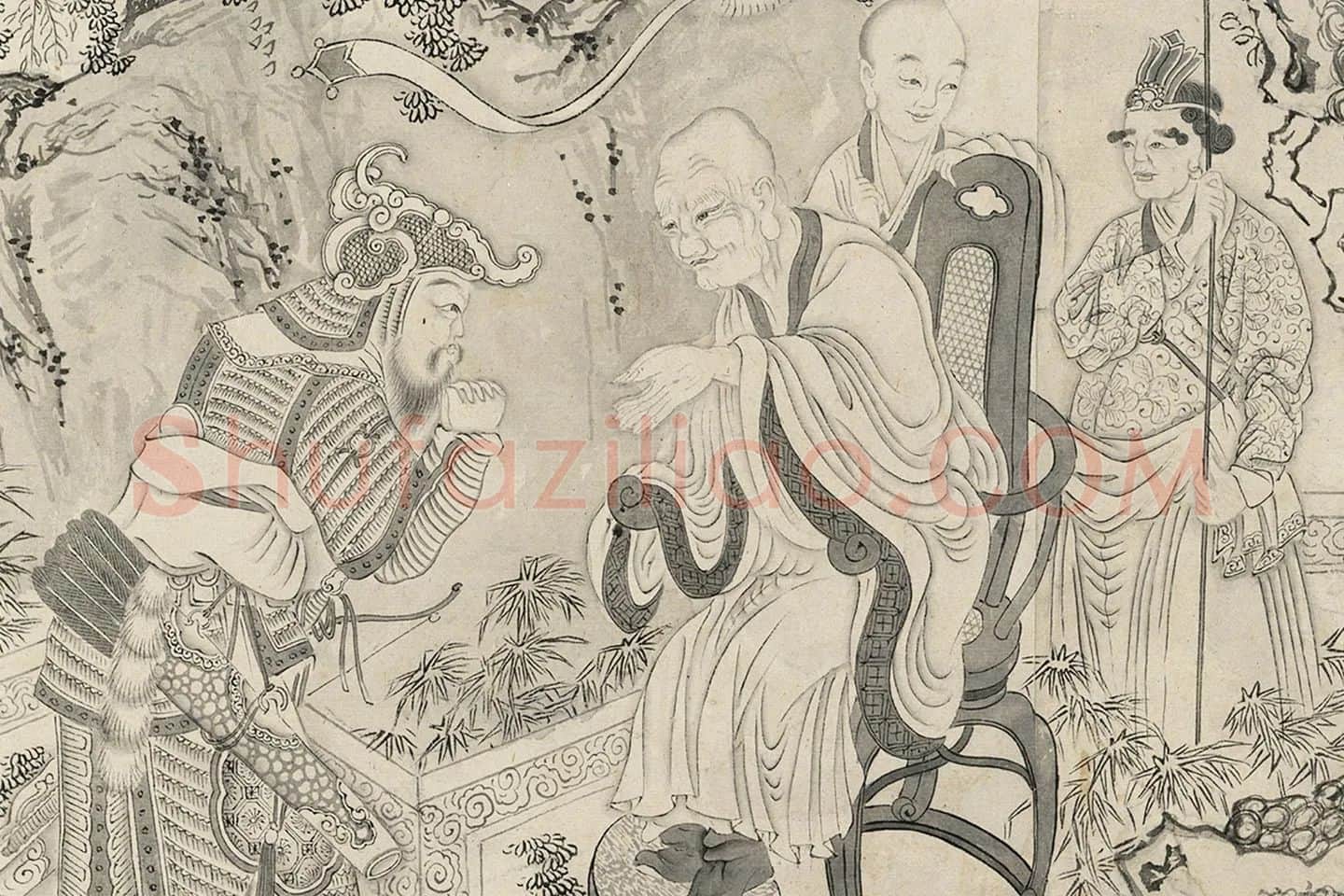 仇英白描佛道人物《摹李公麟白描罗汉》局部 (5)