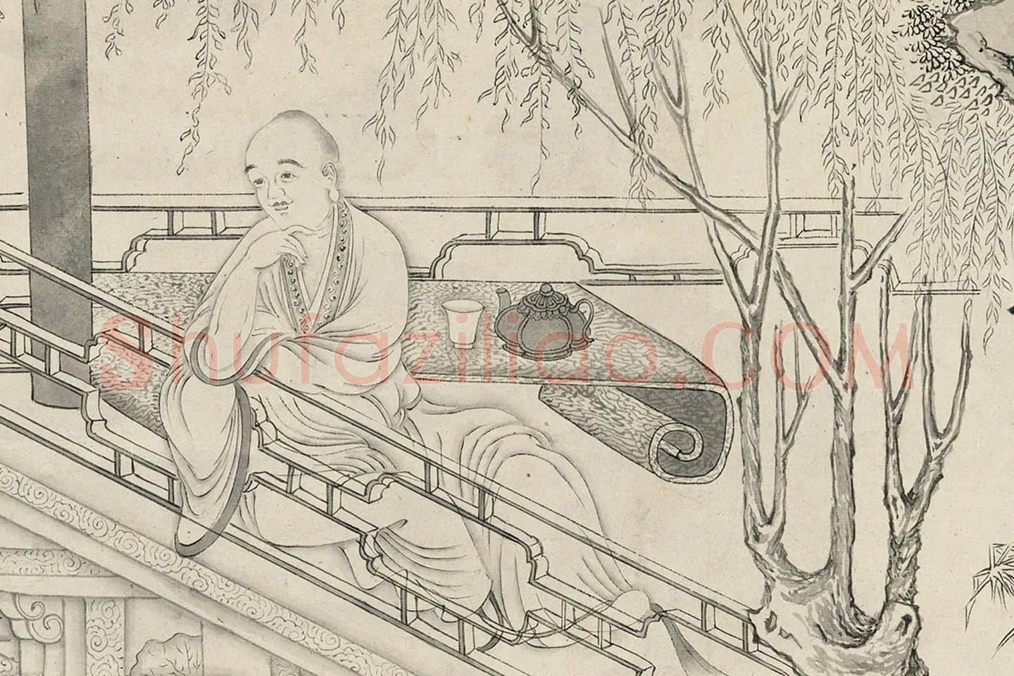 仇英白描佛道人物《摹李公麟白描罗汉》局部 (6)