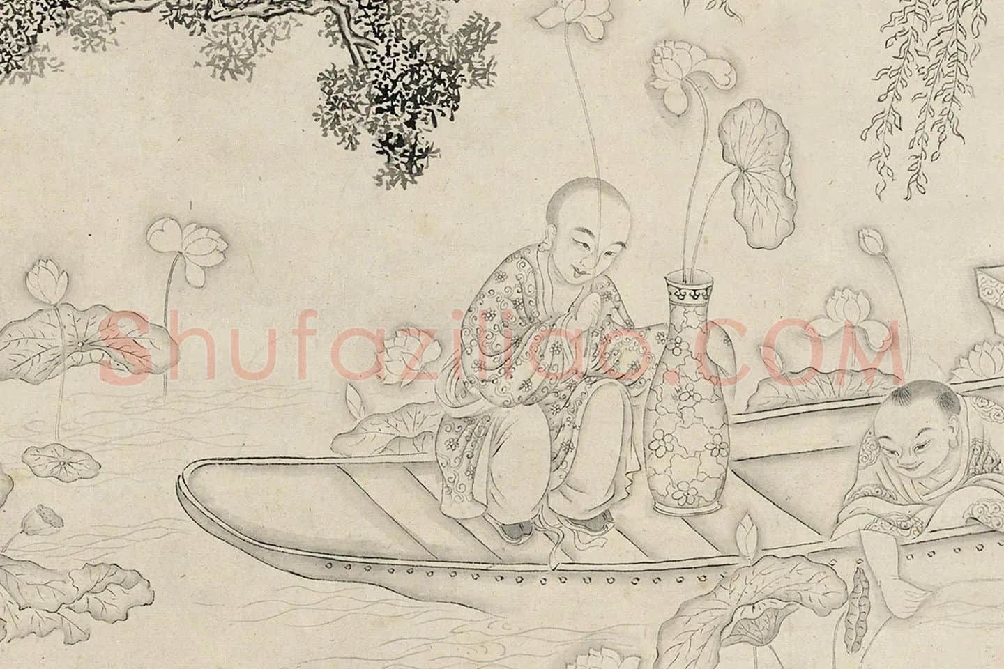仇英白描佛道人物《摹李公麟白描罗汉》局部 (7)