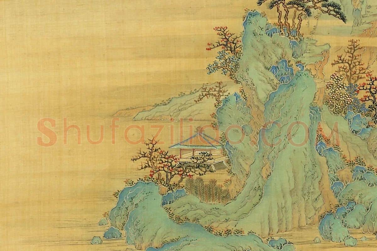 张雨森《仿赵伯驹月景青绿山水》局部 (3)