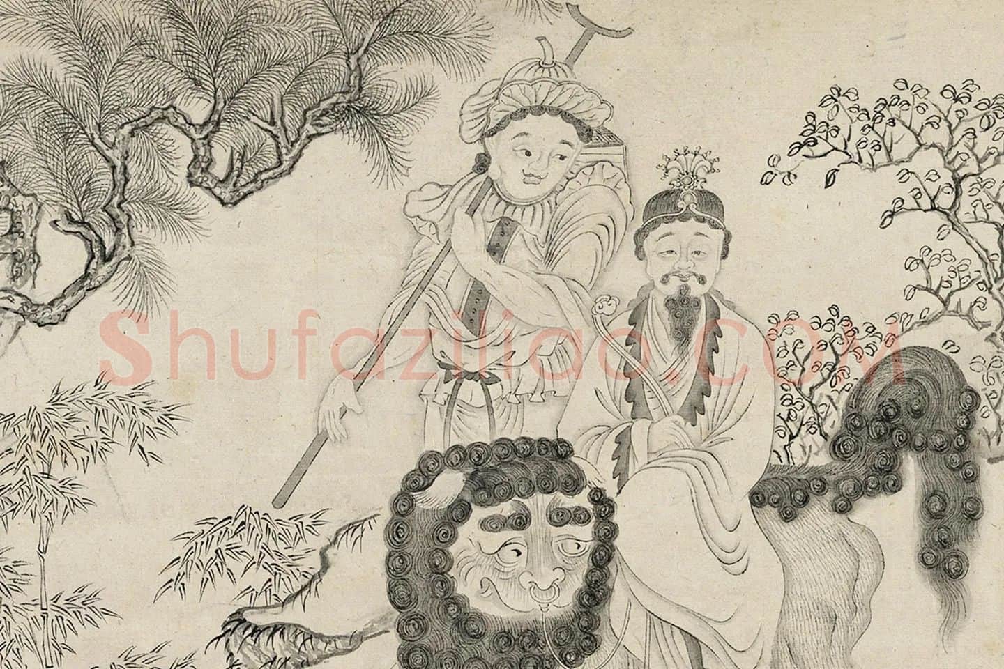 仇英白描佛道人物《摹李公麟白描罗汉》局部 (11)