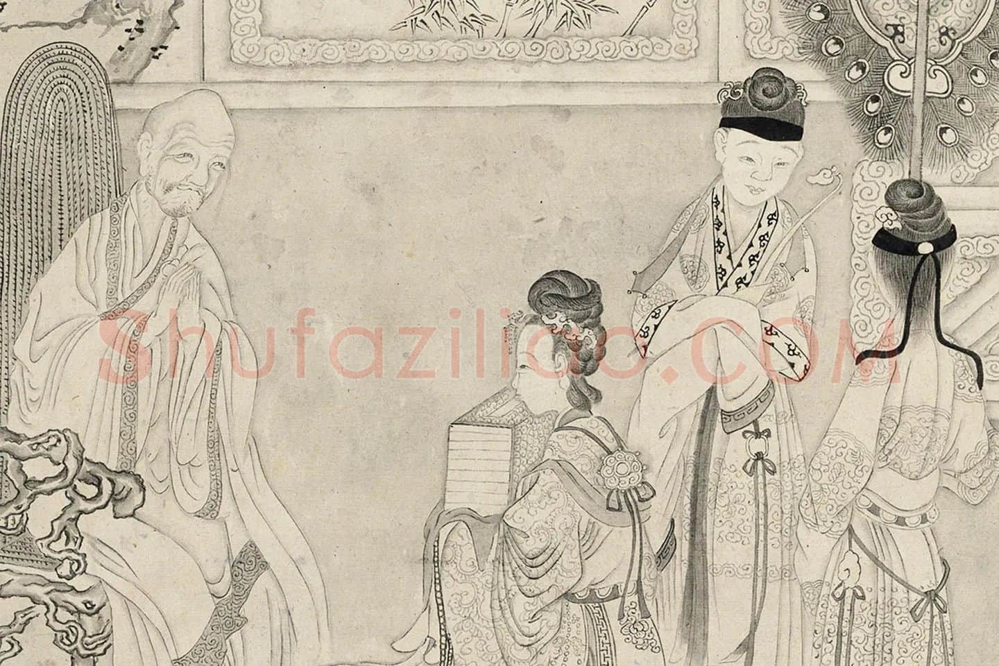 仇英白描佛道人物《摹李公麟白描罗汉》局部 (15)