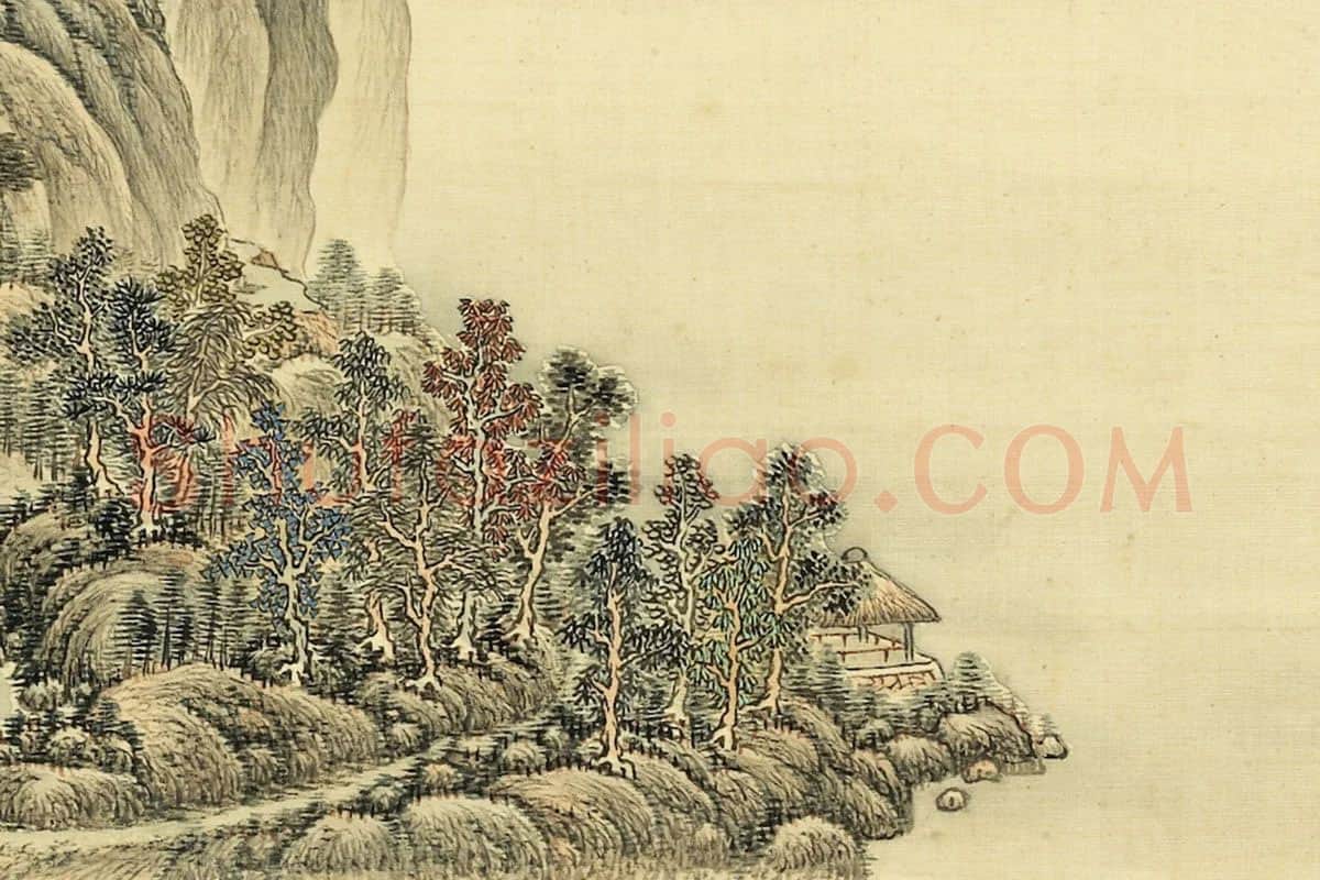 清·张雨森《仿文伯仁山水》局部 (4)
