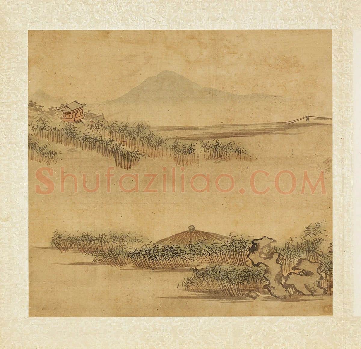 张雨森山水《芦岸茅亭》