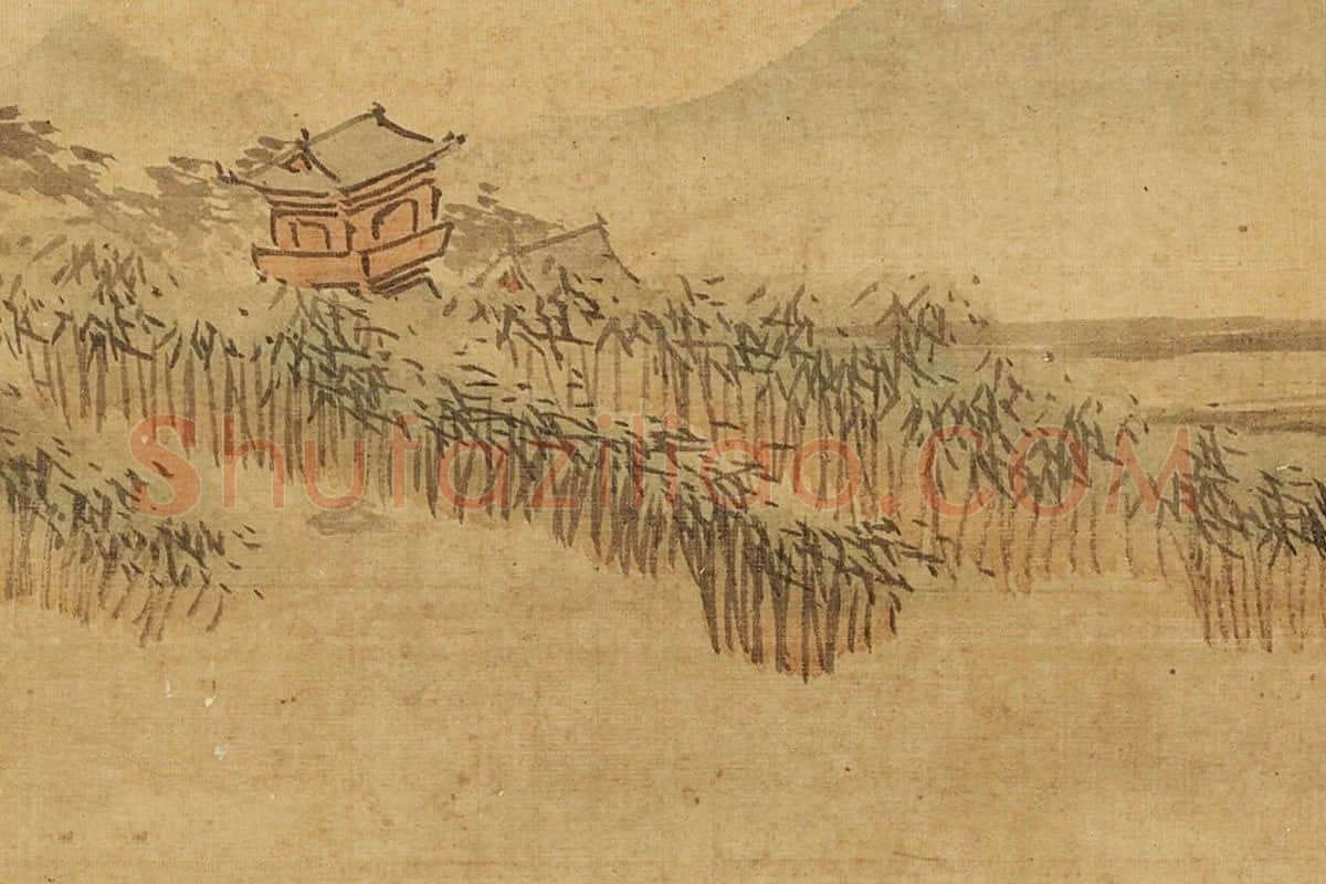 张雨森山水《芦岸茅亭》局部 (3)