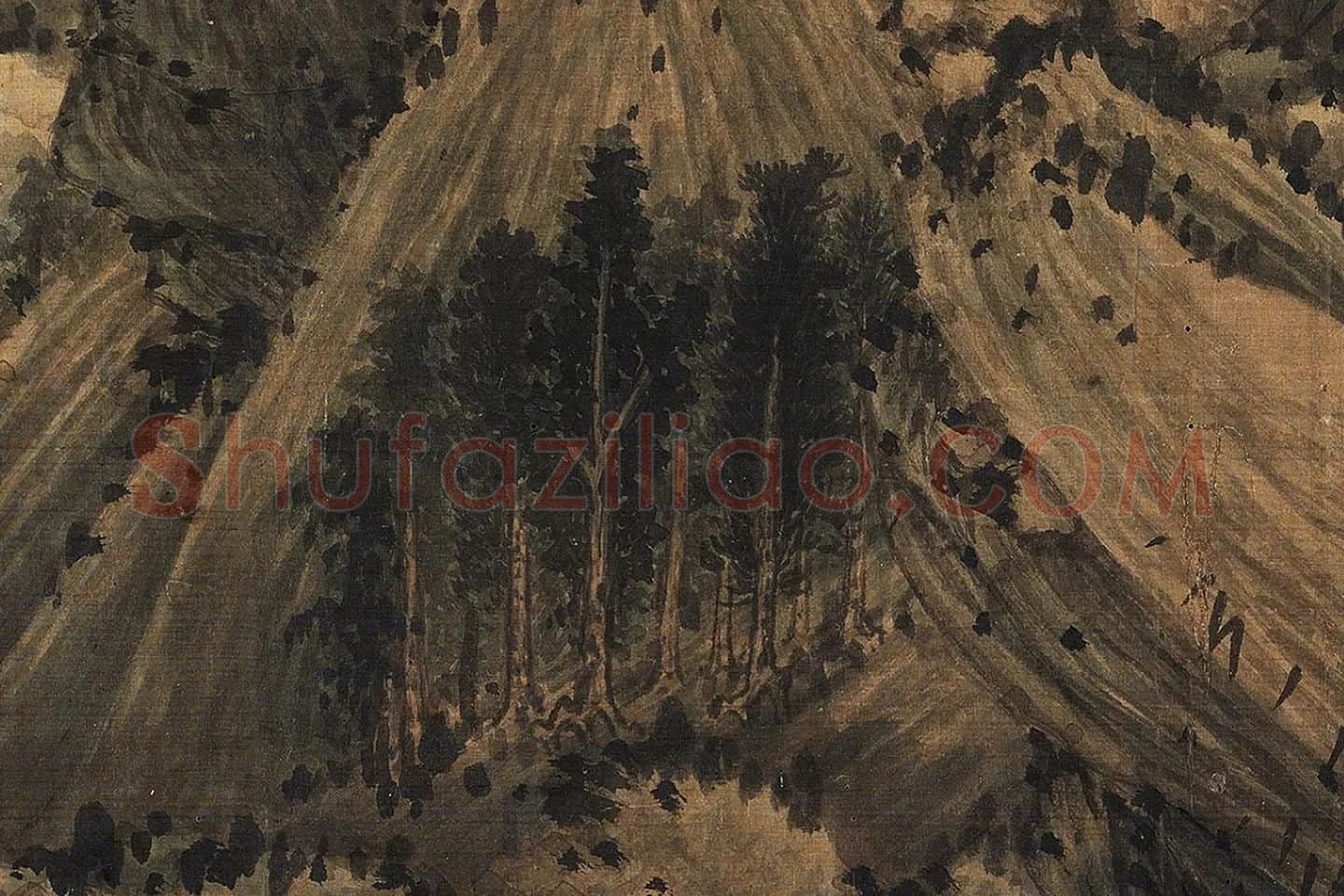 董源山水画《夏口待渡图》局部 (1)