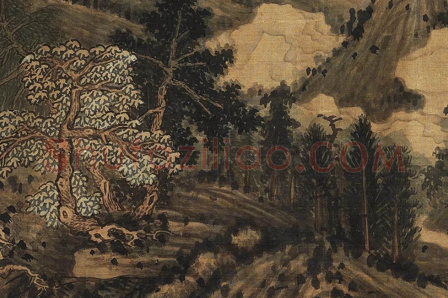 董源山水画《夏口待渡图》局部 (2)