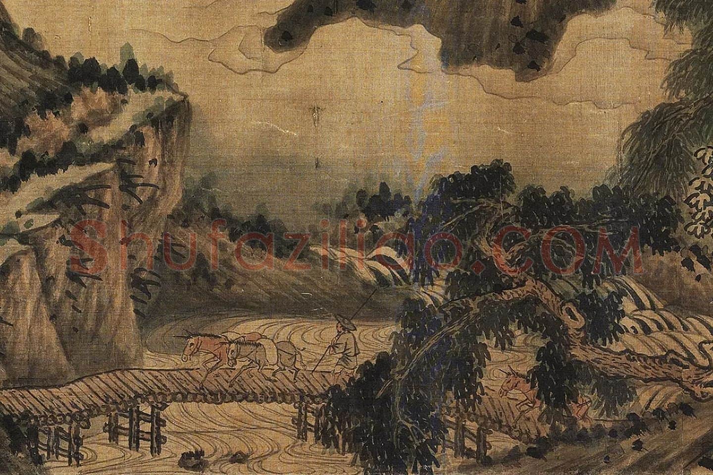 董源山水画《夏口待渡图》局部 (3)