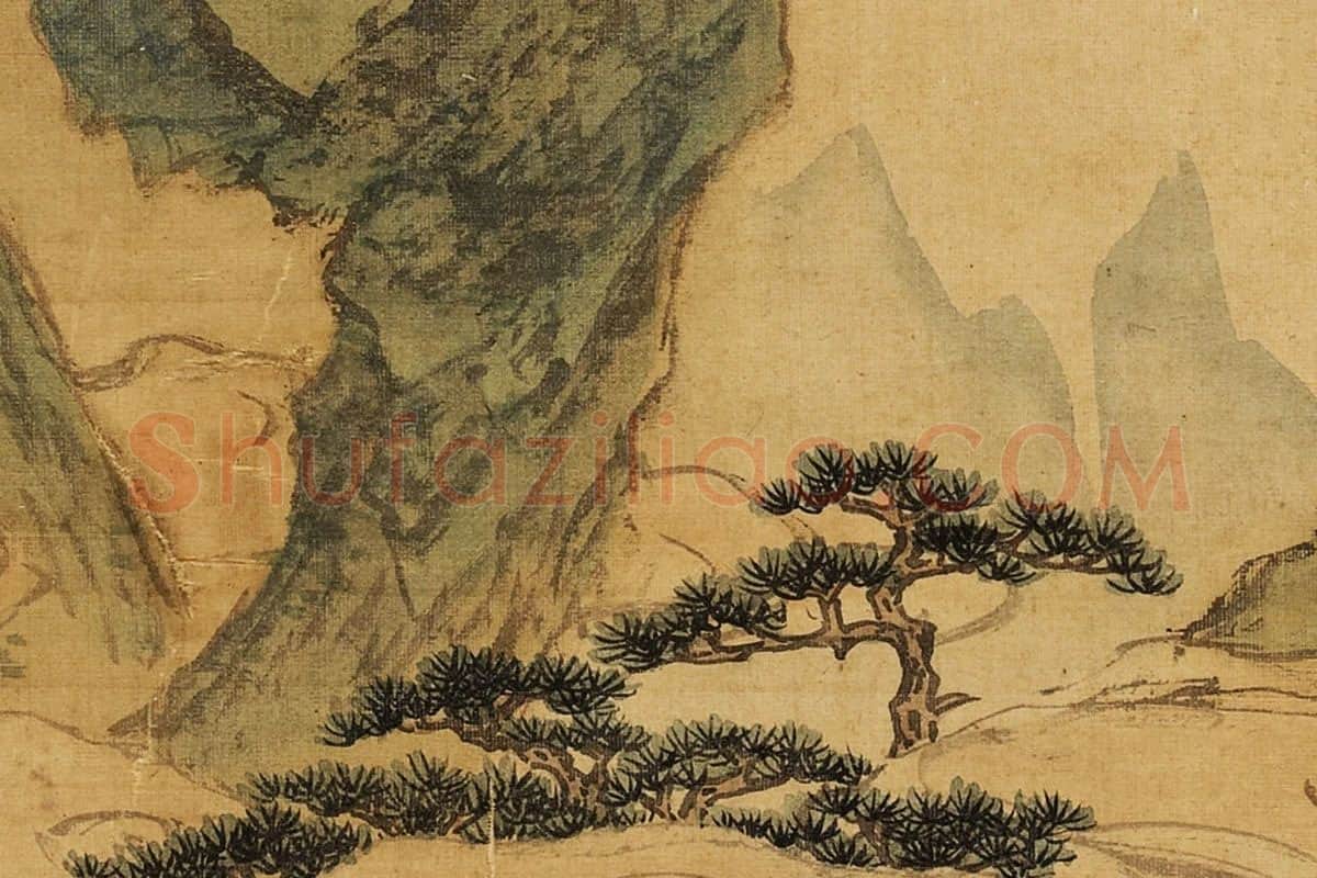 张雨森青绿山水《奇山共赏》 局部(1)