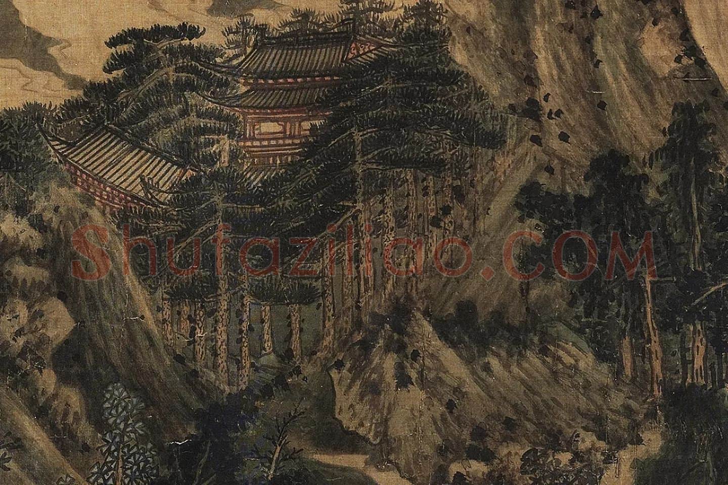 董源山水画《夏口待渡图》局部 (5)