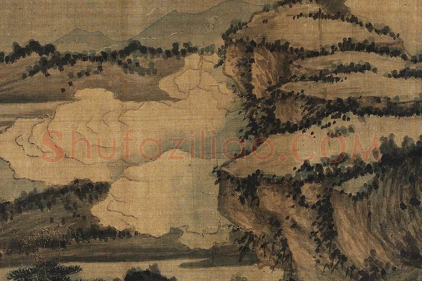 董源山水画《夏口待渡图》局部 (6)
