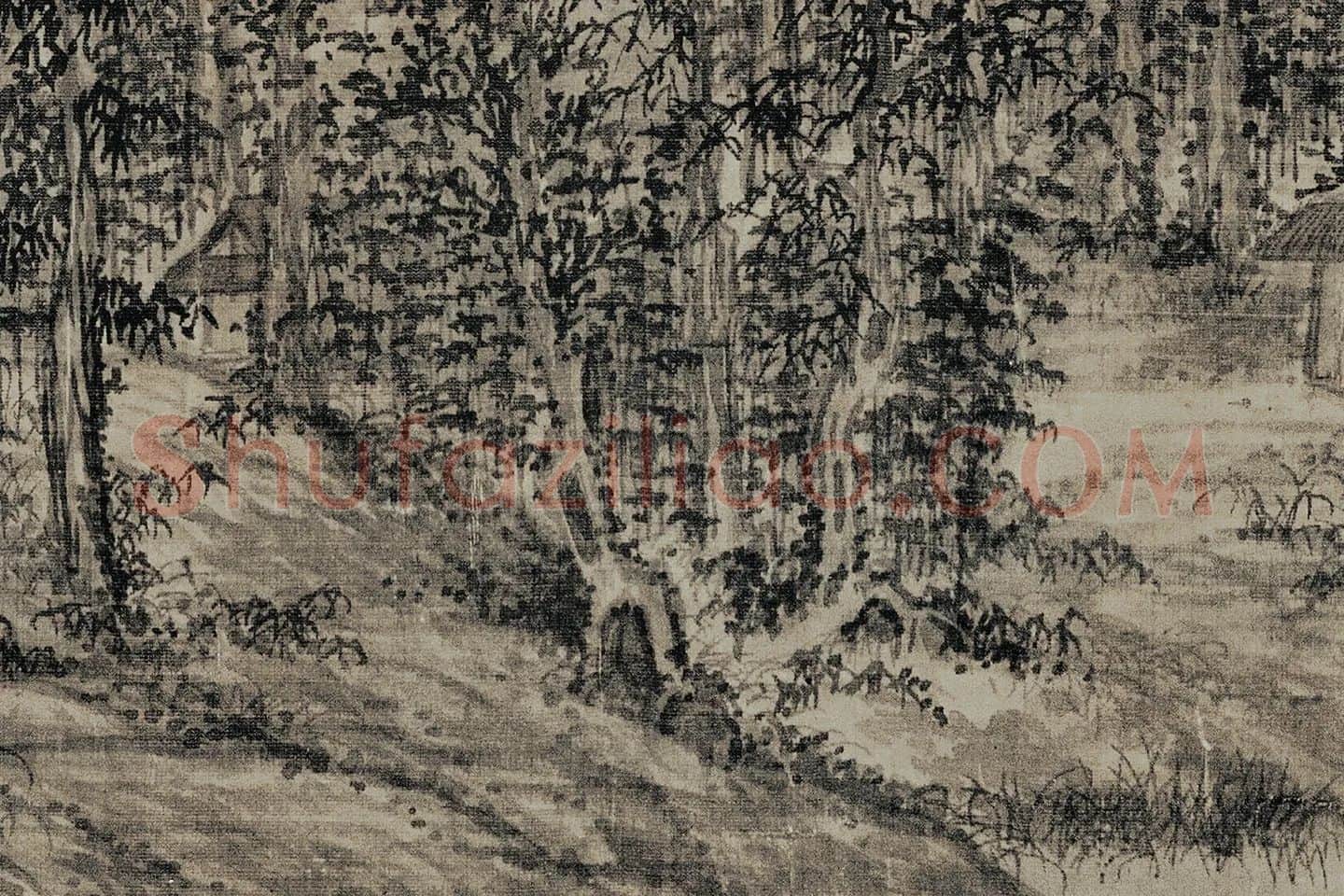 董源《夏景山口待渡图》高清大图局部 (3)