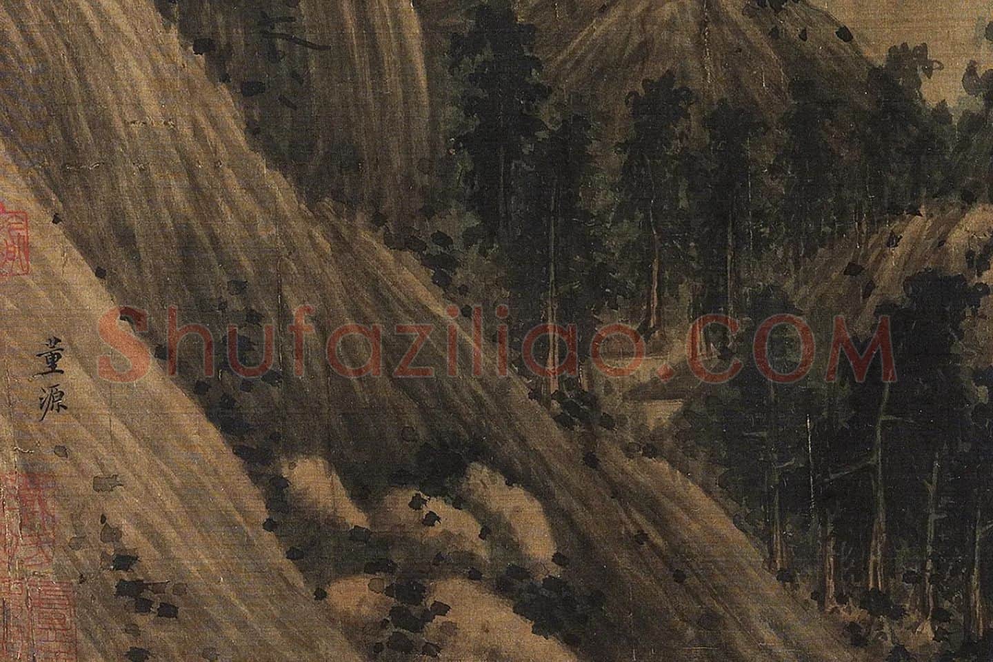 董源山水画《夏口待渡图》局部 (8)