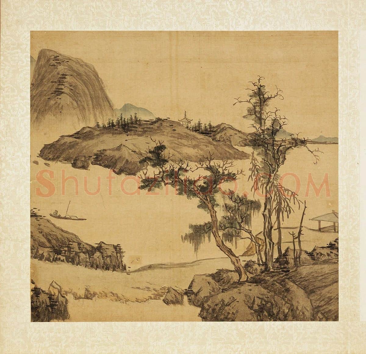 张雨森山水画《江波静思》