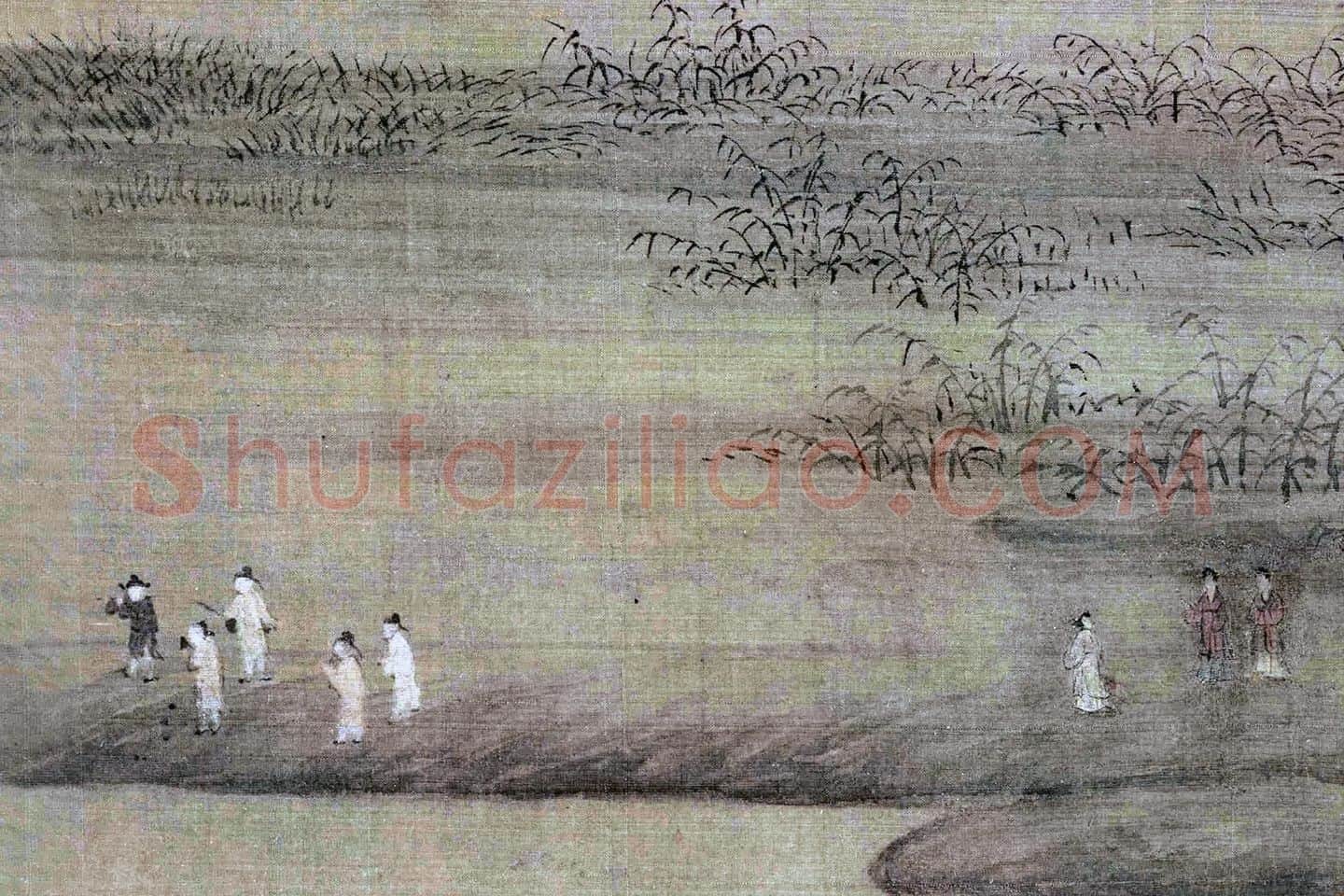 董源山水画《潇湘图》局部 (1)