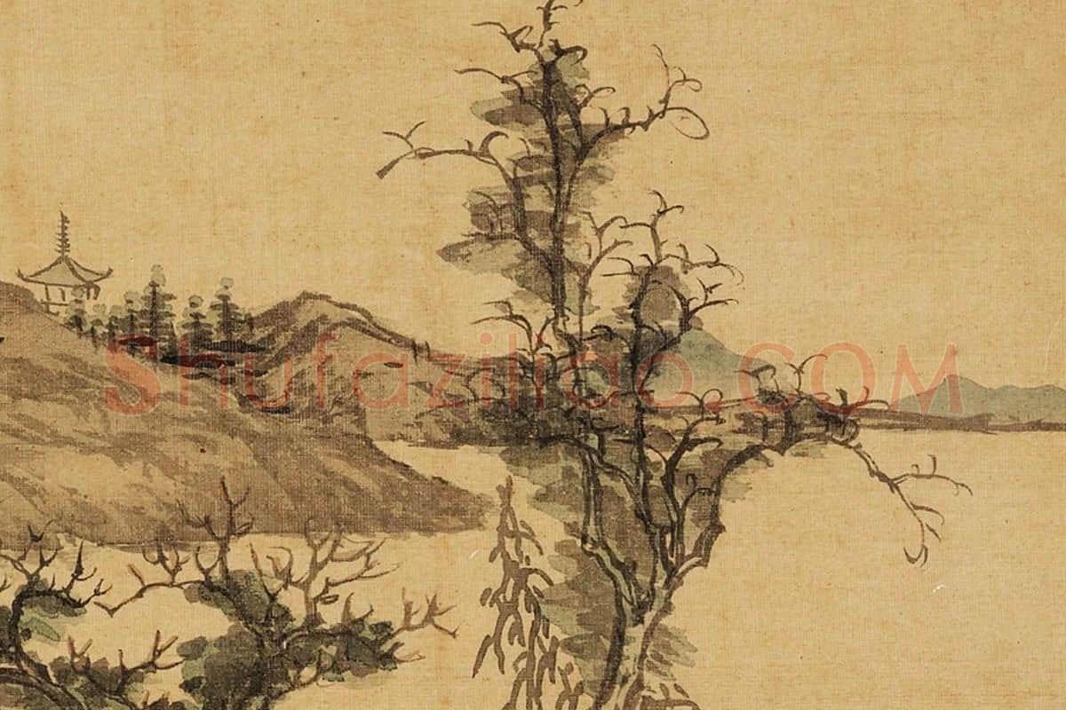 张雨森山水画《江波静思》局部 (3)