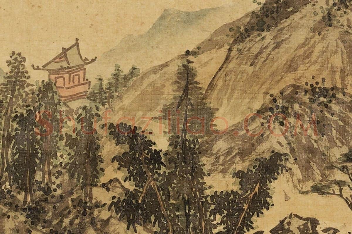 张雨森《扬橹看山》山水画局部 (3)