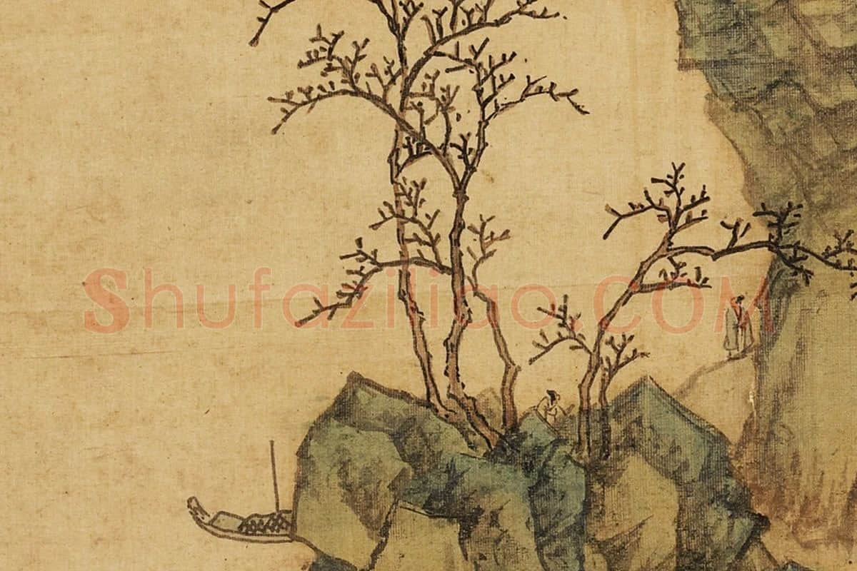 张雨森《登岸探胜》青绿山水局部 (2)