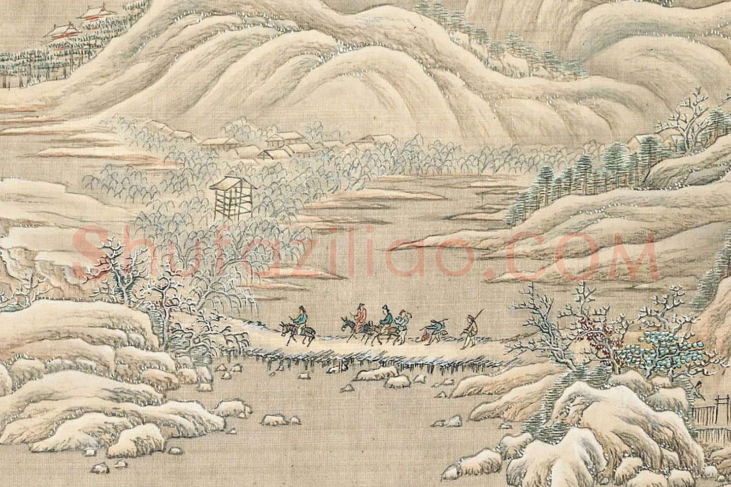 张雨森雪景山水画《雪霁山行卷》局部 (6)