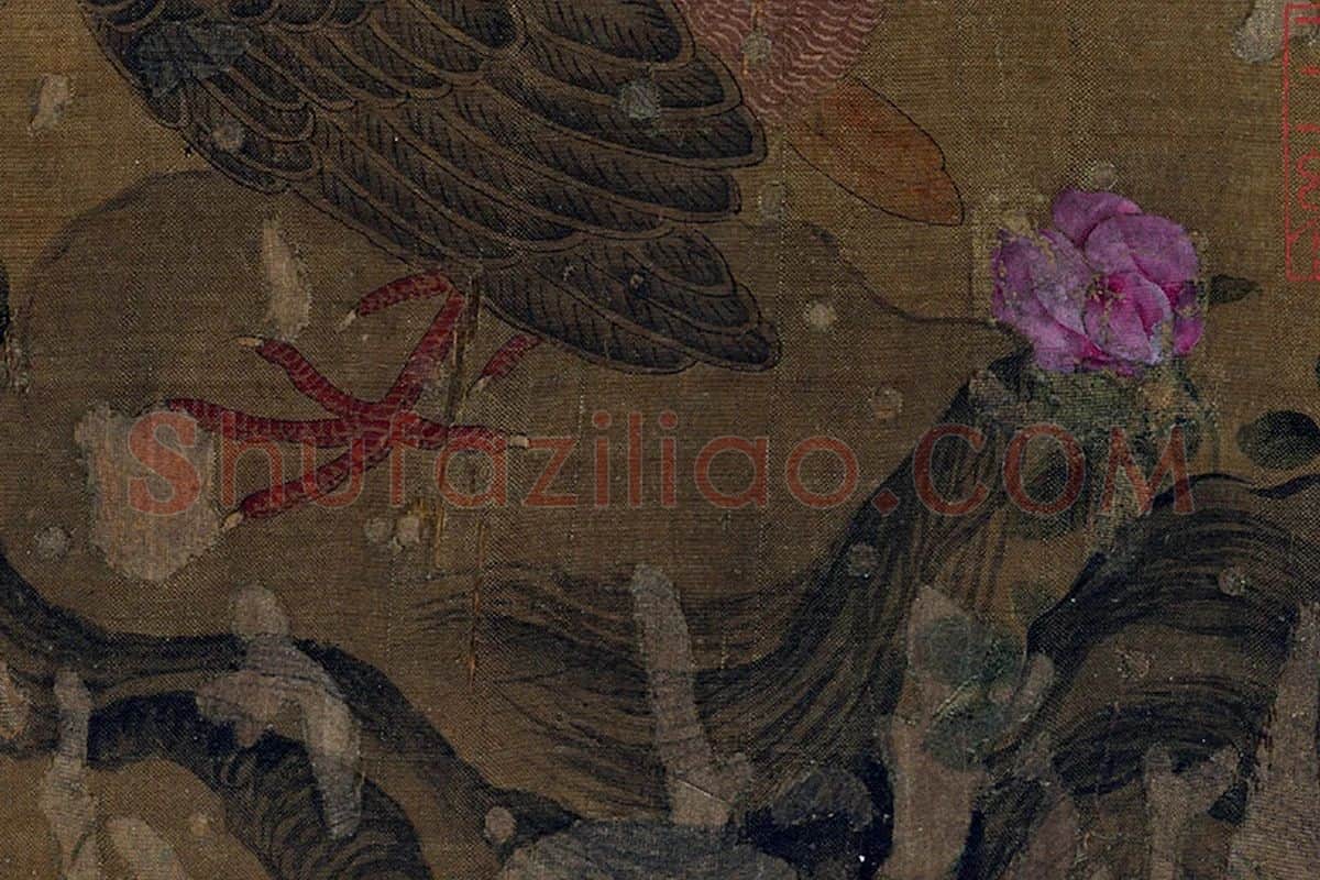宋徽宗绘画《梳翎鹁鸽》局部 (3)