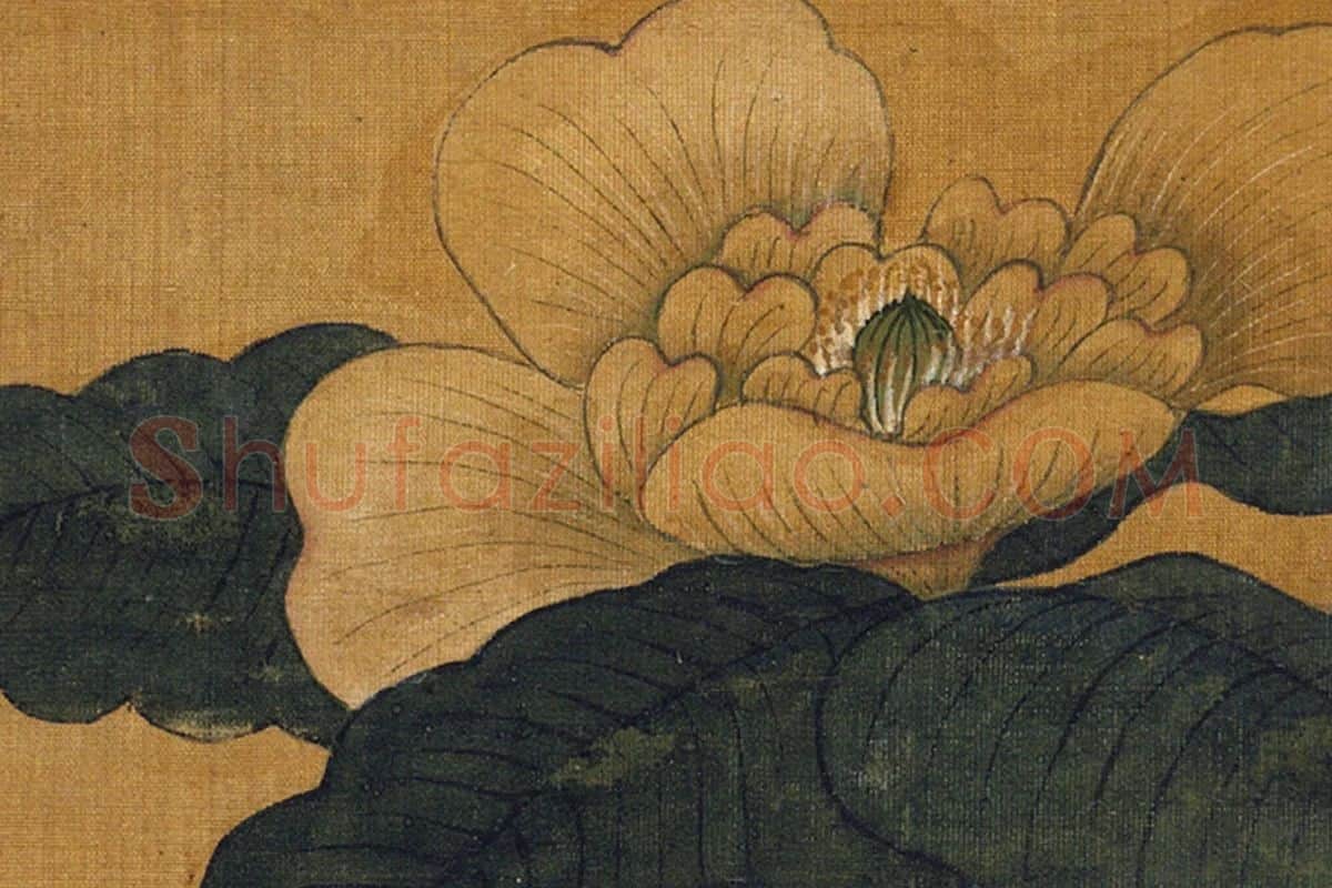 宋徽宗工笔花鸟画《茶花绶鸟》局部 (3)