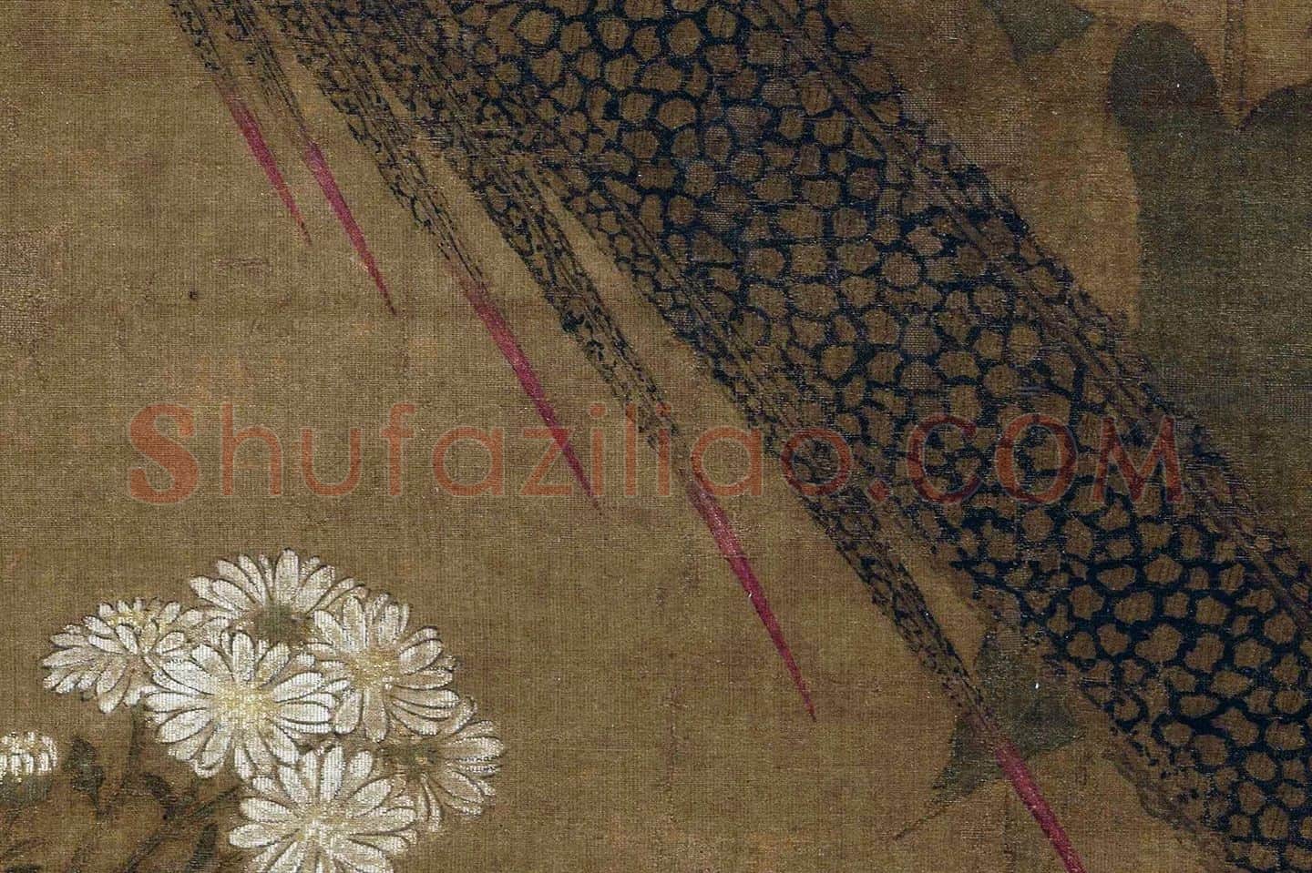 宋徽宗赵佶《芙蓉锦鸡图》高清大图局部 (3)