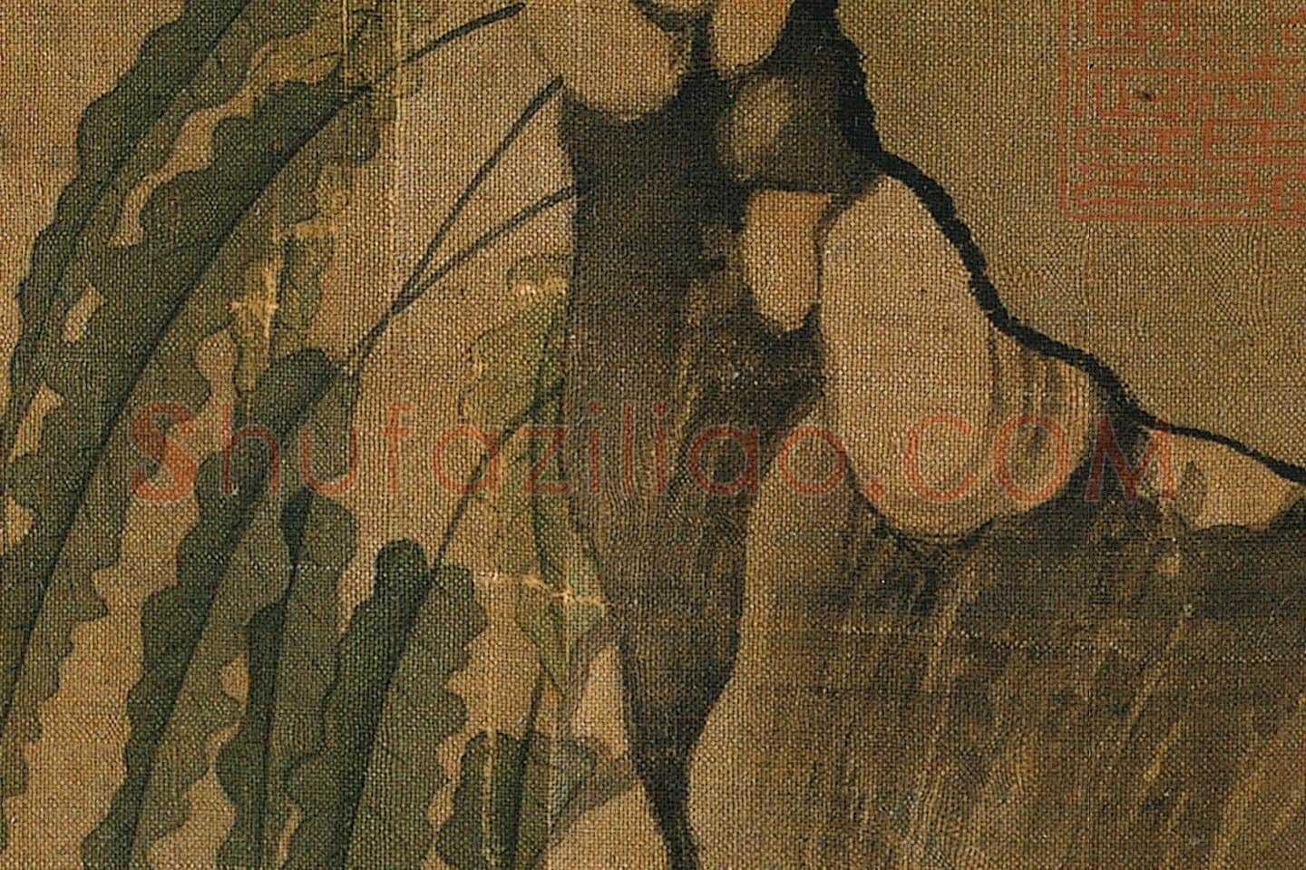 宋徽宗赵佶《竹禽图》花鸟画高清大图局部 (5)