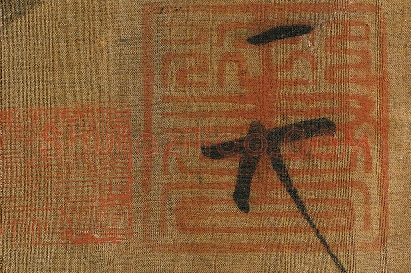 宋徽宗赵佶《竹禽图》花鸟画高清大图局部 (6)
