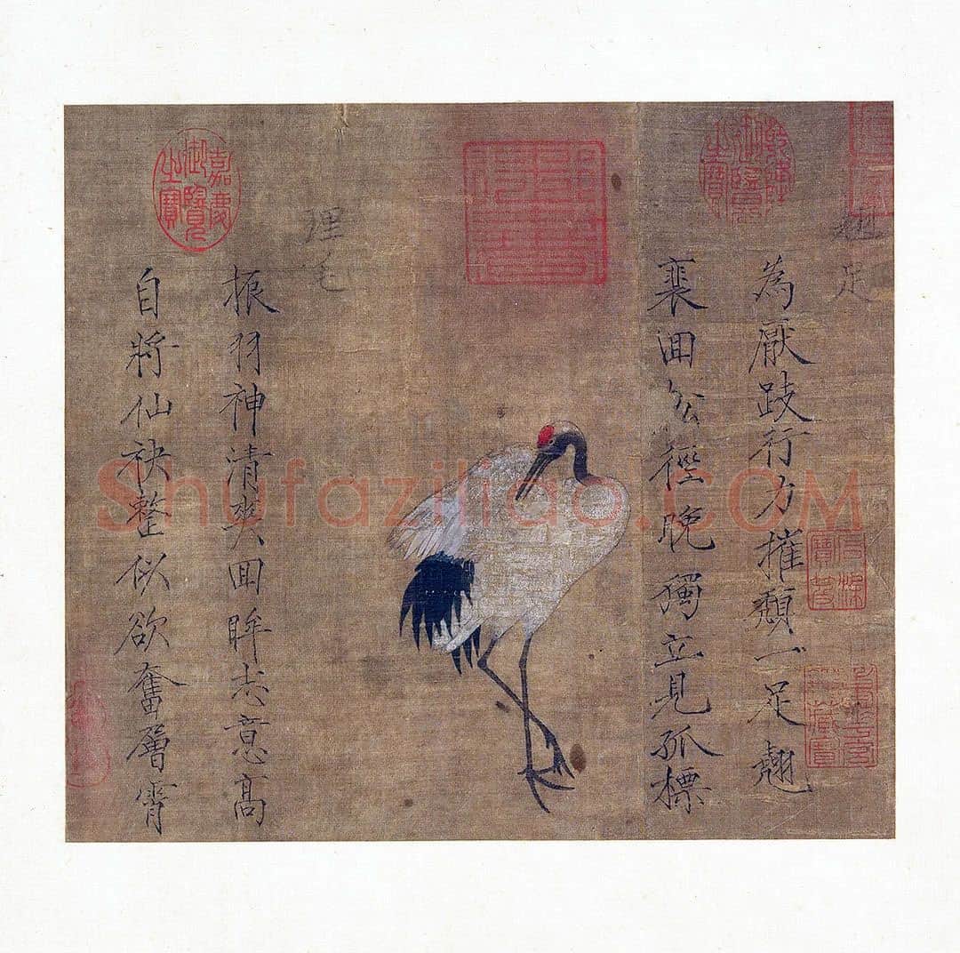 宋徽宗工笔画《独鹤图》